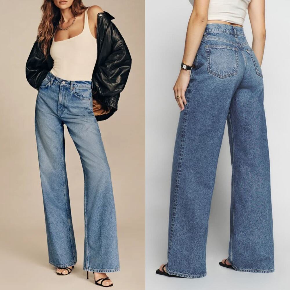 Reformation Blue Flare & Wide Leg Jeans